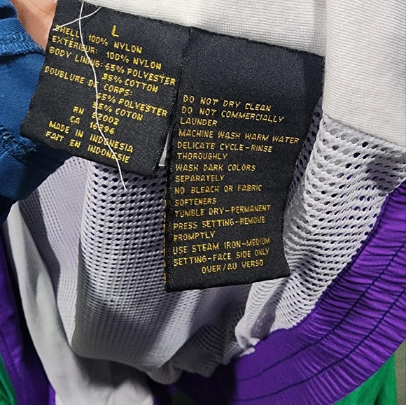 Vtge Retro Liz Sport Colorblock Green Purple Windbreaker Jacket  Size L - Picture 12 of 13